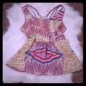 Colorful Strappy Peplum Tank Top